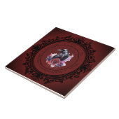 Carreau de pendule corbeau gothique rouge (Côté)