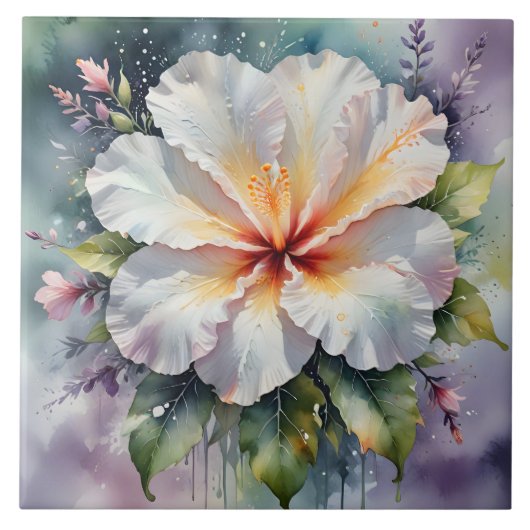 carreau de rêve d'hibiscus blanc (Devant)