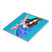 carreau de sirène bleu brunette (Côté)