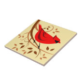 Carreau de style artisanal avec Cardinal rouge (Côté)