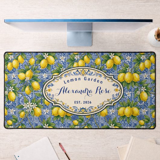 Carreau de style provençal bleu citron avec monogr