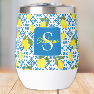 Carreau de style provençal Motif de citron Monogra