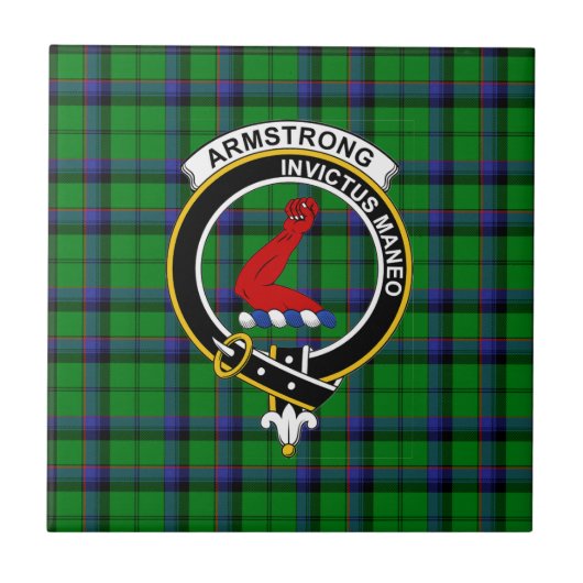 Carreau de tartan, badge et devise des Armstrong (Devant)