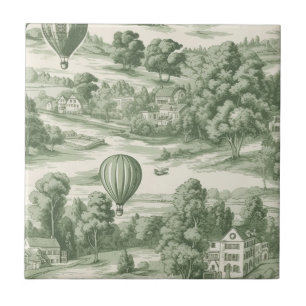 Carreau de toile de campagne verte en céramique mo