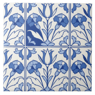 Carreau de tulipe et d'œillet en azulejo portugais