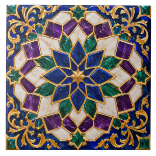 Carreau de Zellige marocain de luxe aux couleurs m