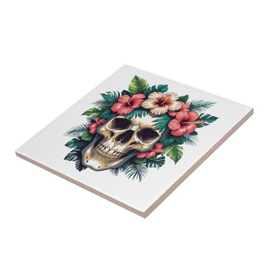 Carreau Décay tropicale : Fleur et os (Côté)