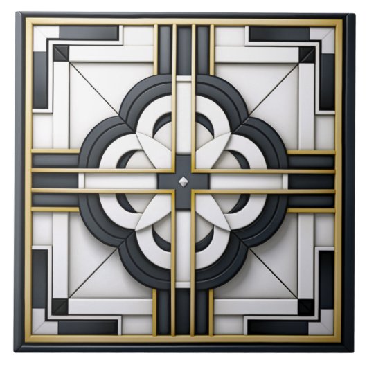 Carreau  Deco Beautiful Black White Gold  (Devant)