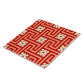 Carreau Déco clé grecque, orange corail et crème (Côté)