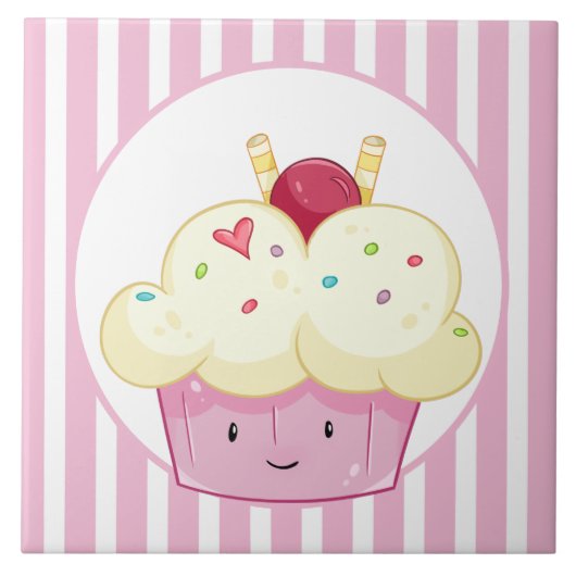 Carreau déco de cupcake Kawaii mignonne cuisine boulangeri (Devant)