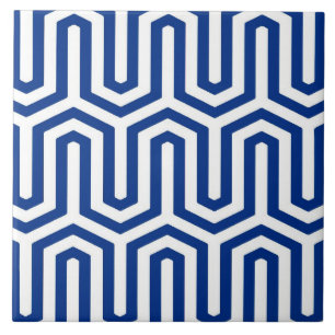 Carreau Déco motif égyptien - bleu cobalt et blanc