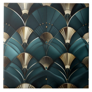 Carreau Déco Or et Bleu, Éventail Art Déco