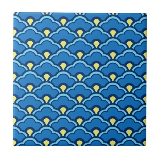 Carreau Déco Pétoncles chinoises, Carrelage bleu océan et (Devant)