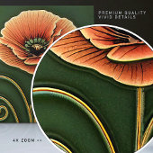 Carreau Décor Art Déco Fleur Rouge Art Nouveau