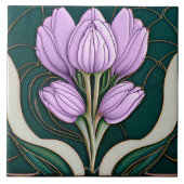 Carreau Décor Art Déco Tulipes violettes Décor Mur Art Nou (Devant)