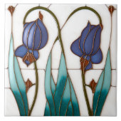 Carreau Décor bleu Crocus Art Nouveau Art Déco (Devant)