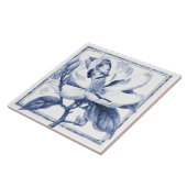 Carreau Décor bleu Magnolia Art Nouveau Aquarelle (Côté)