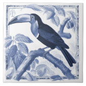 Carreau Décor Botanique Art Nouveau Delft Tucan (Devant)