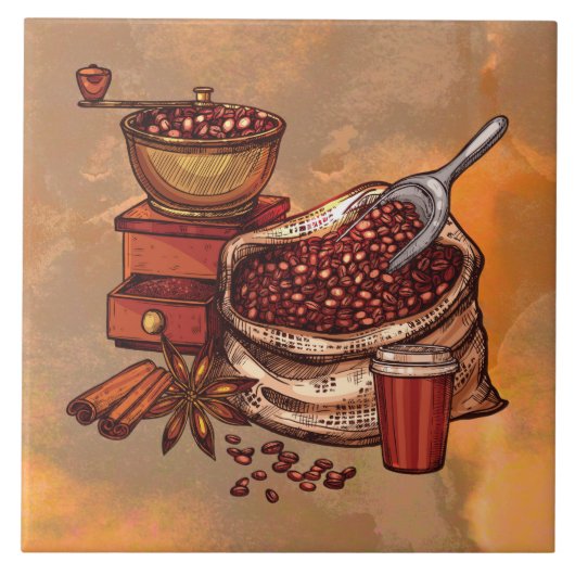 Carreau Décor de café taché cool (Devant)