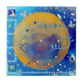 Carreau Décor de luxe Misty Blue & Golden Mexican Art (Devant)