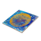 Carreau Décor de luxe Misty Blue & Golden Mexican Art (Côté)