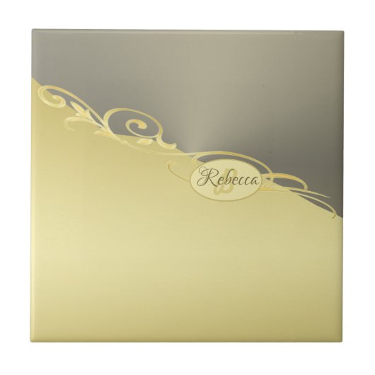 Carreau Décor de luxe sur or & argent, Monogramme (Devant)