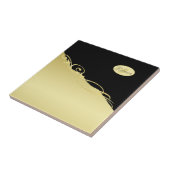 Carreau Décor de luxe sur or & noir, Monogramme (Côté)