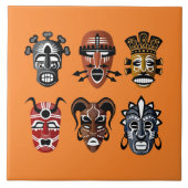 Carreau Décor de masques africains mignons (Devant)