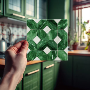 Carreau Décor de mur vert émeraude Mosaïque Art Nouveau