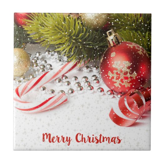 Carreau Décor De Noël Rouge Blanc Et Vert (Devant)