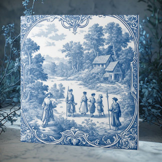 Carreau Décor de toile scénique pastorale provinciale fran