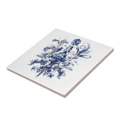Carreau Décor Delft bleu et blanc avec fleurs (Côté)