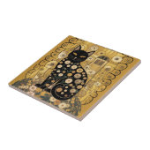 Carreau Décor doré Gustav Klimt Style Chat Noir Art (Côté)