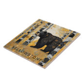 Carreau Décor d'ours noir en pierre jaune personnalisé (Côté)