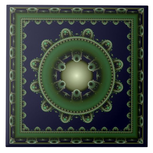 Carreau Décor encadré de vert fractal (Devant)