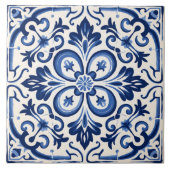 Carreau Décor espagnol moderne Azulejo Elégant bleu (Devant)