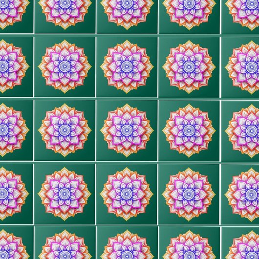 Carreau Décor Fleur Moderne | Vert émeraude floral