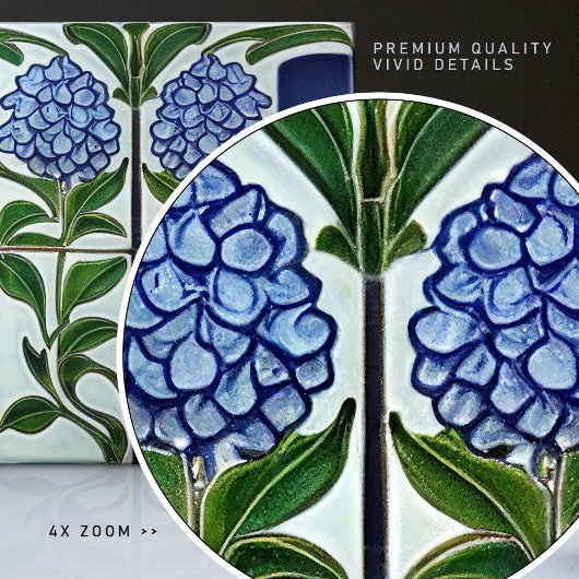 Carreau Décor Floral Art Déco Hydrangea Art Nouveau