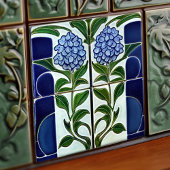 Carreau Décor Floral Art Déco Hydrangea Art Nouveau