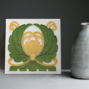 Carreau Décor floral Art Nouveau Déco Vintage allemand