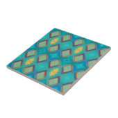 Carreau Décor géométrique mosaïque turquoise bleu or kitty (Côté)