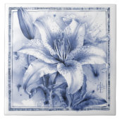 Carreau Décor Lily Delft Art Nouveau Aquarelle (Devant)
