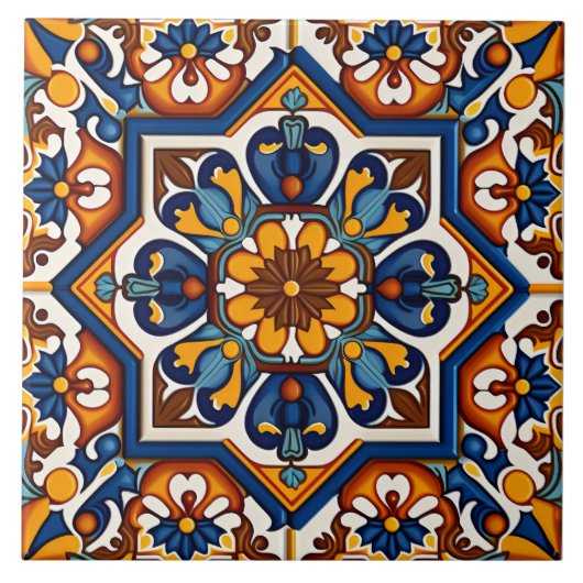Carreau Décor méditerranéen espagnol traditionnel (Devant)