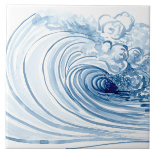 Carreau Décor moderne contemporain de vague bleue