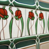 Carreau Décor Mur Crocus Rouge Art Nouveau Art Déco