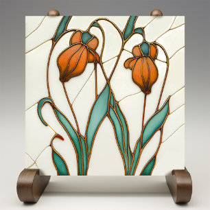 Carreau Décor Mur en Crocus d'Orange Art Nouveau Art Déco