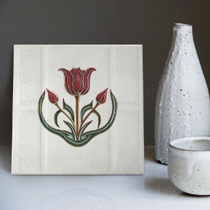 Carreau Décor Mur Tulip Rouge Art Nouveau Art Déco Gibbons