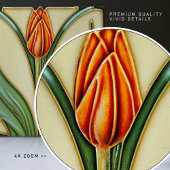 Carreau Décor Mur Tulipe Rouge Art Nouveau Art Déco