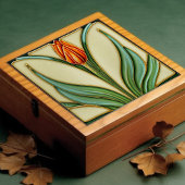 Carreau Décor Mur Tulipe Rouge Art Nouveau Art Déco