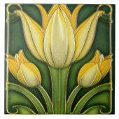 Carreau Décor mural symétrique Tulipe Jaune Art Nouveau (Devant)